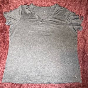 Adrienne Vittadini Athletic Top with Cris Cross Sleeves